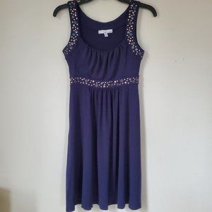 Lucy & Laurel Navy Blue Dress with Metal Embellishments Size Small